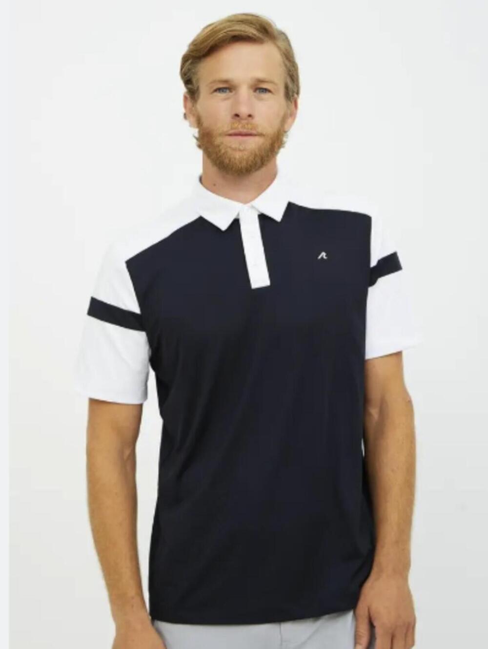Redvanly Men's Short Sleeve Black and White Stockton Golf Polo - Size - XL